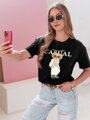 T-shirt damski z misiem MISTREET czarny Dstreet RY2873