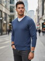 Pánsky sveter s výstrihom do V WX2317 – granátový