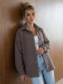 Dámska oversize košeľová bunda NY0823 – sivá