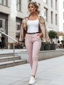 Dámske nohavice slim fit s opaskom LINESKA ružové UY2630