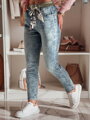Dámske rifľové nohavice slim fit s opaskom FLORETTA modré UY2490