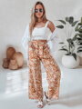 Dámske nohavice materiálové s voľne splývavým strihom TROPICAL SUN camelové UY2633