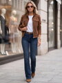 Dámske džínsy Dstreet bootcut s vysokým pásom – modré