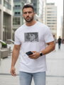 Herren T-Shirt mit Totenkopf und Blumendruck NX079R