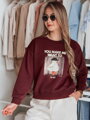 Dámska mikina GOOSHY krátka oversize s potlačou – bordová BY1426