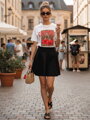 T-shirt damskie oversize z wiśniami WISONKA biały Dstreet RY2876