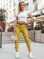 Dámske nohavice slim fit s opaskom TAIRONIK horčicové UY2539