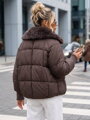 Dámska zimná bunda s odnímateľným lemovaním goliera – hnedá