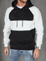 Pánska basic mikina s kapucňou v čierno-bielych pruhoch Dstreet BX5901