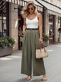 Sukňové nohavice s opaskom FLOWES khaki UY2593