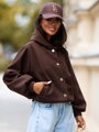 Hnedá dámska bomberka s kapucňou TY5928