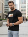 Pánske tričko čiernej farby Dstreet RX5485 s potlačou