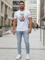Herren T-Shirt mit Totenkopf und Blumendruck NX079R