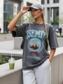 T-shirt damski z nadrukiem ZAKUANI grafitowy Dstreet RY2633