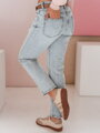 Dámske rifľové nohavice slim fit s opaskom SLIMLEN modré UY2349