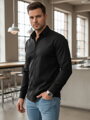 Pánska košeľa slim fit DX2538 – elegantná čierna košeľa