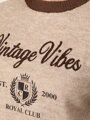 Dámsky sveter Vintage Vibes s kontrastnými lemami – béžová