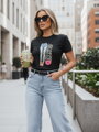 T-shirt damski z nadrukiem TRENDAY czarny Dstreet RY2824