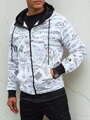 Pánska mikina s kapucňou na zips, biela Dstreet BX5749