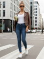 Dámske rifle skinny modré UY2824