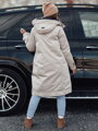 Dámska prechodná bunda ELEGANTI dlhá s kapucňou, bielo-šedá Dstreet TY4657