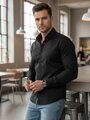 Pánska košeľa slim fit DX2538 – elegantná čierna košeľa