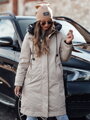 Dámska prechodná bunda ELEGANTI dlhá s kapucňou, bielo-šedá Dstreet TY4657