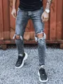 Tmavo-sivé trendové džínsy