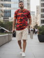 Pánske oranžové camo tričko Dstreet RX5592