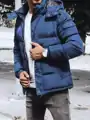 Zimná tmavo-modrá bunda s kapucňou