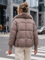 Dámska zimná bunda s odnímateľným lemovaním goliera – taupe