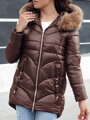 Kávovohnedá zimná dámska bunda WINTERCHIC s kožušinou TY4458