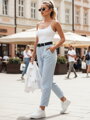 Dámske nohavice ležérne s opaskom SOFELIA svetlomodré UY2504