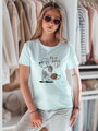 T-shirt damski z pudlem LUMIFITU błękitny Dstreet RY2737