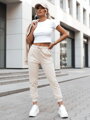 Cremefarbene Velours-Sweatpants für Frauen UY3841