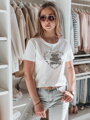 T-shirt damski z misiem TEDDYCAP biały Dstreet RY2745
