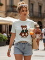 T-shirt damski BAREN pistacjowy Dstreet RY2540