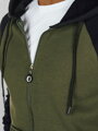 Pánska khaki mikina s kapucňou na zips Dstreet BX5870