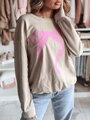 Dámska mikina SOFTTIE oversize s potlačou mašle – cappuccino BY1357
