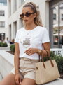 T-shirt damski z misiem TEDDYCAP biały Dstreet RY2745