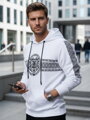 Pánska mikina s kapucňou a potlačou Dstreet biela BX5573