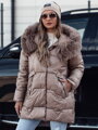 FROSTYFIT prešívaná dámska zimná bunda s kapucňou, tmavo béžová Dstreet TY4678