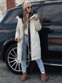 Dámska prechodná bunda ELEGANTI dlhá s kapucňou, bielo-šedá Dstreet TY4657