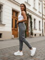 Dámske teplákové nohavice FITS tmavosivé UY2185