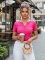 Bluzka damska one size prążkowana KISS LOOK różowa Dstreet RY2832
