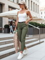 Dámske nohavice slim fit s opaskom TAIRONIK khaki UY2547