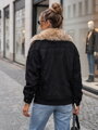 Čierna zimná dámska bunda s kožušinou TY5700