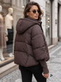 Hnedá prešívaná zimná dámska bunda s predĺženými manžetami Dstreet TY5896