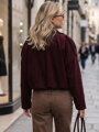 Bordová krátka menčestrová dámska bunda s náramenníkmi Dstreet TY6019
