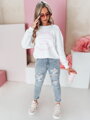 Dámske rifľové nohavice mom fit s módnymi prestrihmi MOMVIBE modré UY2459